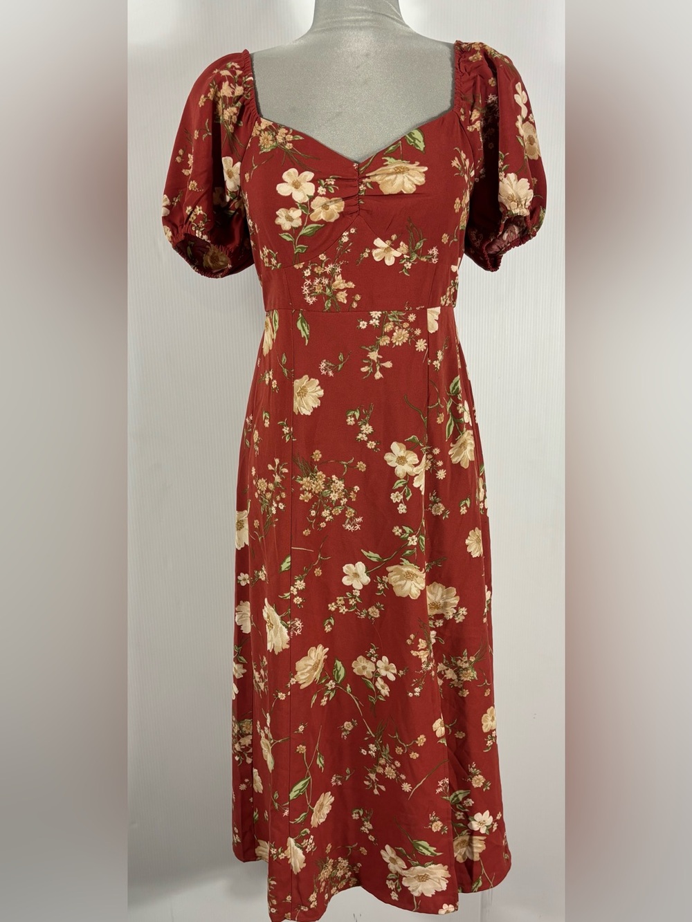 Blu pepper Floral Midi Dress in Rust